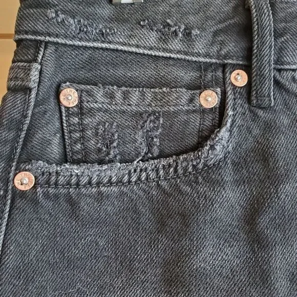 Free People Good Times Frayed Black Denin Jean Shorts - Picture 7 of 10